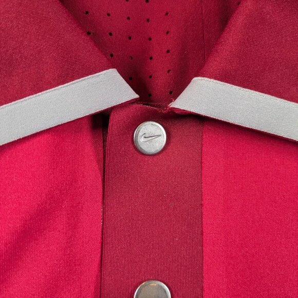 Nike Tiger Woods Polo Shirt Sz L Mens Collection DRI FIT Golf Swoosh Logo Red - Picture 4 of 9